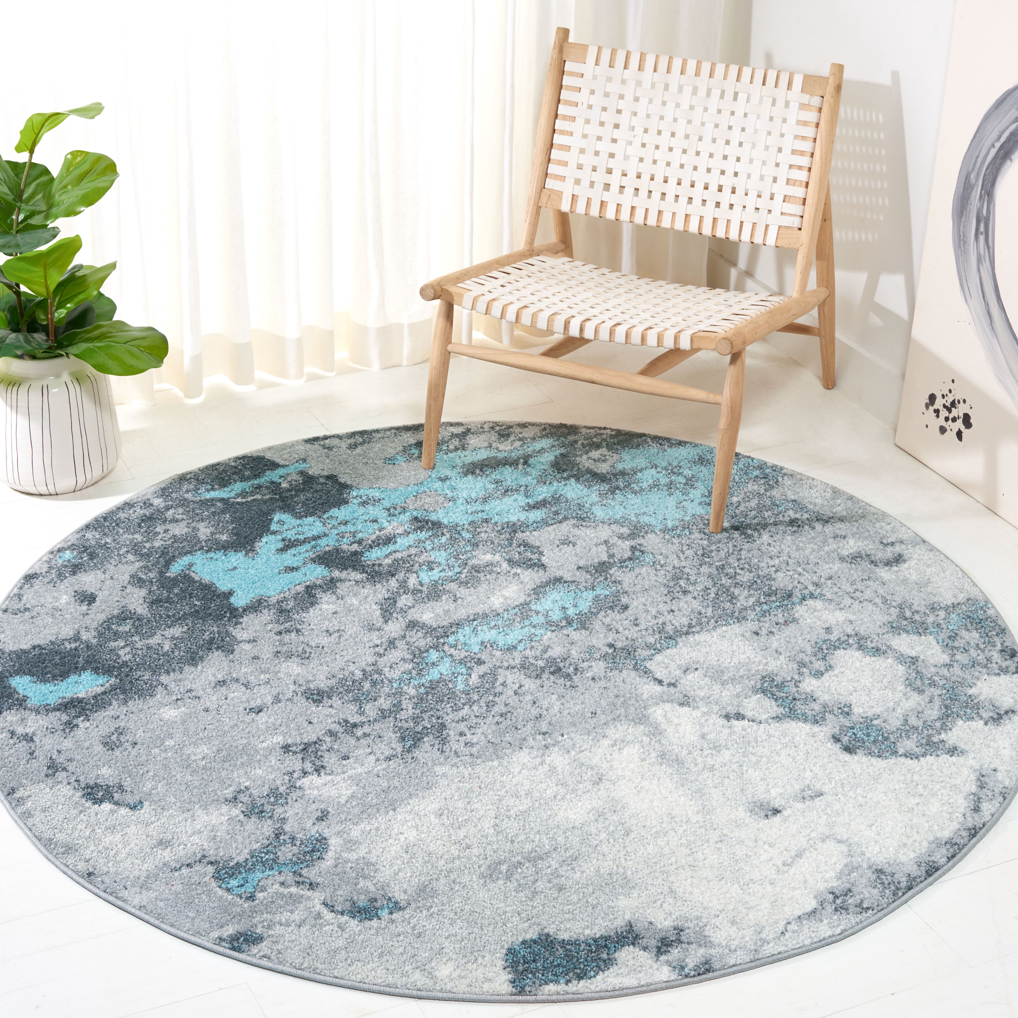 SAFAVIEH Adirondack Ladonna Abstract Area Rug, Turquoise/Grey, 6' x 6