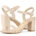 thumbnail image 2 of Sandalias de tacón alto grueso con tira trasera para mujer beige, EE. UU. 6,5, 2 of 6