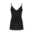 thumbnail image 5 of Zorckvet 2026 Summer Cami Dress for Women Elastic V Neck Sundresses Spaghetti Strap Sundress Drawstring Dresses with Pocket, 5 of 6