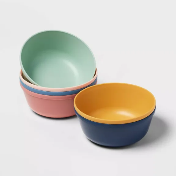 6pk Plastic Kids' Bowls - Toddler Snack Bowls, Dishwasher & Microwave Safe