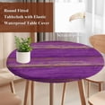 thumbnail image 4 of Purple Wood Grain Round Tablecloth, Fitted Table Cover with Elastic for 45"-54" Round Tables, Farmhouse Plank Retro Country Table Cloth Outdoor Indoor Dinning Party Waterproof Tablecloths, 4 of 7
