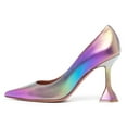 thumbnail image 2 of FSJ Women Classic Pointed Closed Toe Slip On Pumps Unique Flared High Heel Sexy Ladies Party Wedding Office Basic Dress Shoes Size 8 Multicolor, 2 of 4