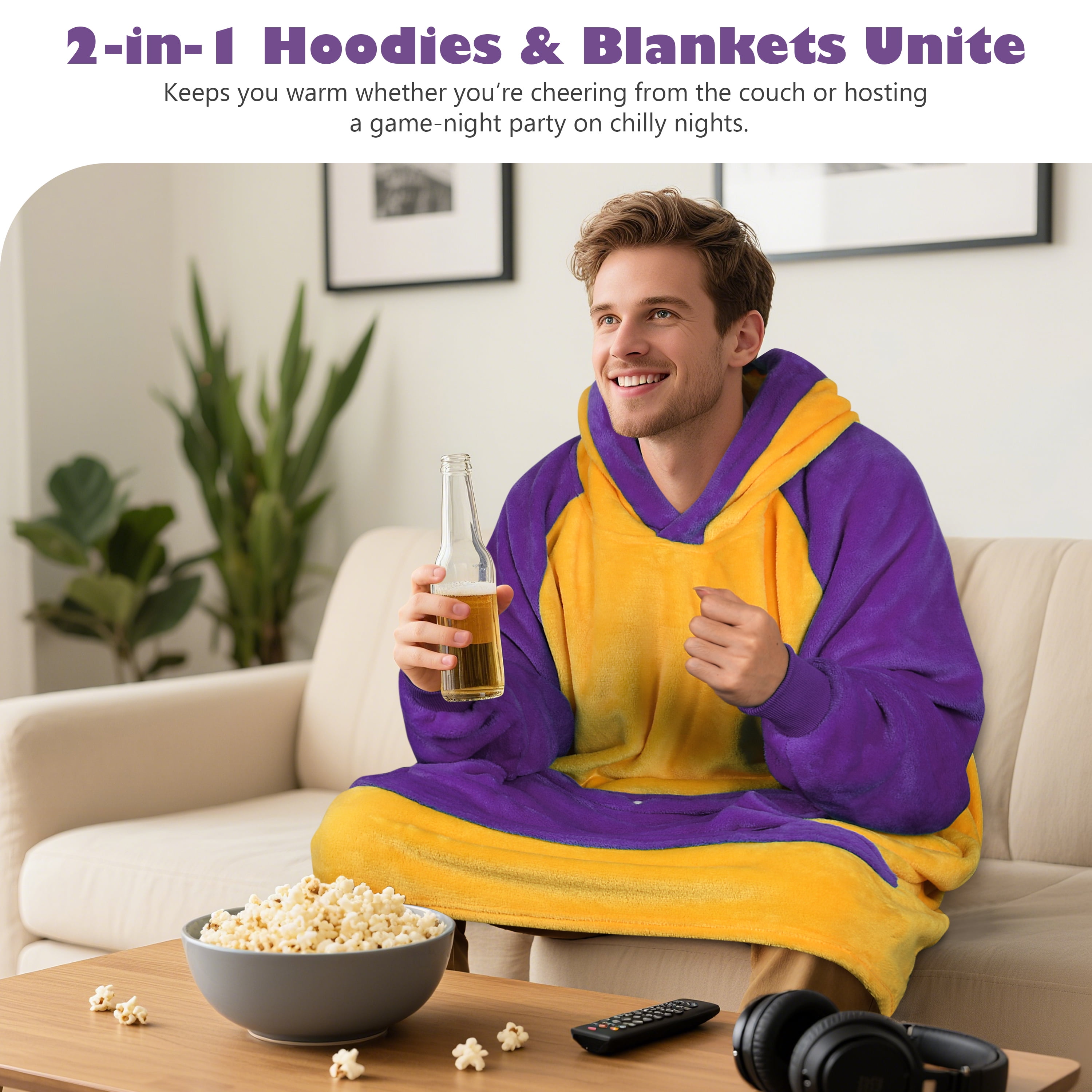 Catalonia Oversized Blanket Hoodie Sweatshirt, Fleece Pullover with Large Front Pocket, for Adults Men Women