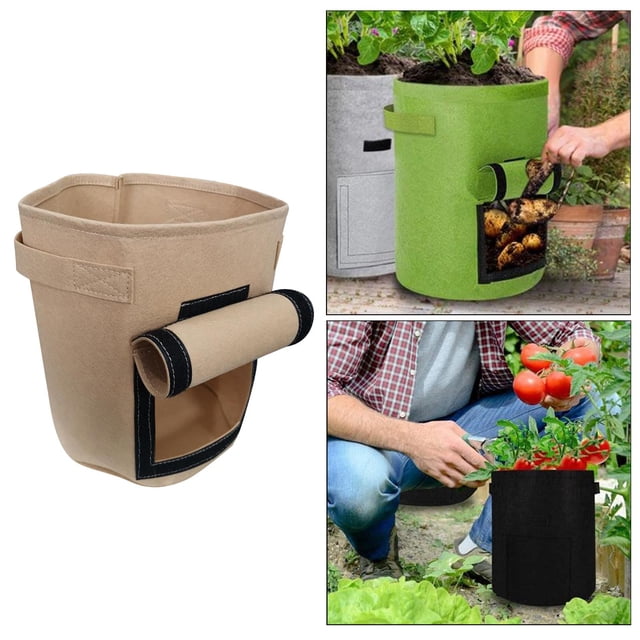 Bolsas de de plantas con resistencia, macetas de plantación transpirables contenedor de fotografía para tomates, flores, apto - color marrón CUTICAT bolsas de cultivo de plantas