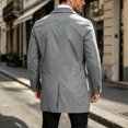 thumbnail image 3 of FRSASU Men's Trench Coat Slim Fit Single Breasted Long Windbreaker Jacket Classic Lapel Casual Overcoat with Side Pockets Gray, 3 of 9
