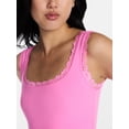 thumbnail image 4 of No Boundaries Fit Stretch Lace Trim Tank Top, Women's XS-XXXL, 4 of 5