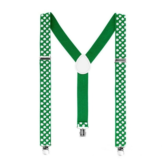BemeyourBBs St Patricks Day Suspenders St Patricks Day Acessories Funny Holiday Suspenders with Clips Trouser Braces Shamrock Mens Braces