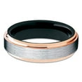 thumbnail image 3 of 6mm Brushed Tungsten Carbide Wedding Band Rose Gold Stepped Edges Black Inlay Ring 6.5, 3 of 4