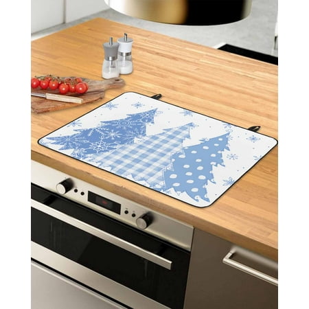 

Blue Christmas Stove Top Covers for Electric Stove Heat Insulation Fireproof Glass Cooktop Cover Counter Top Glass Stove Cover for Prevent Scratches 29 x21 Blue Plaid Xmas Tree Snowflake Winter