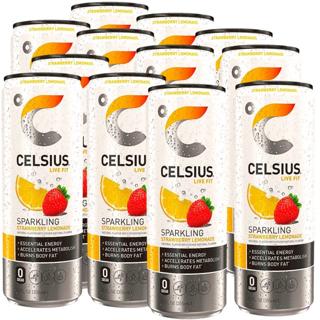 (12) Celsius SparklingStrawberry Lemonad, Functional Essential Energy