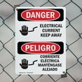thumbnail image 5 of (2 Pack) Electrical Current Keep Away Bilingual OSHA Danger Sign 7 Inch X 10 Inch Plastic Sign, Weather Resistant, UV Protected for Workplace, Business, and Construction Site, Made in, 5 of 8