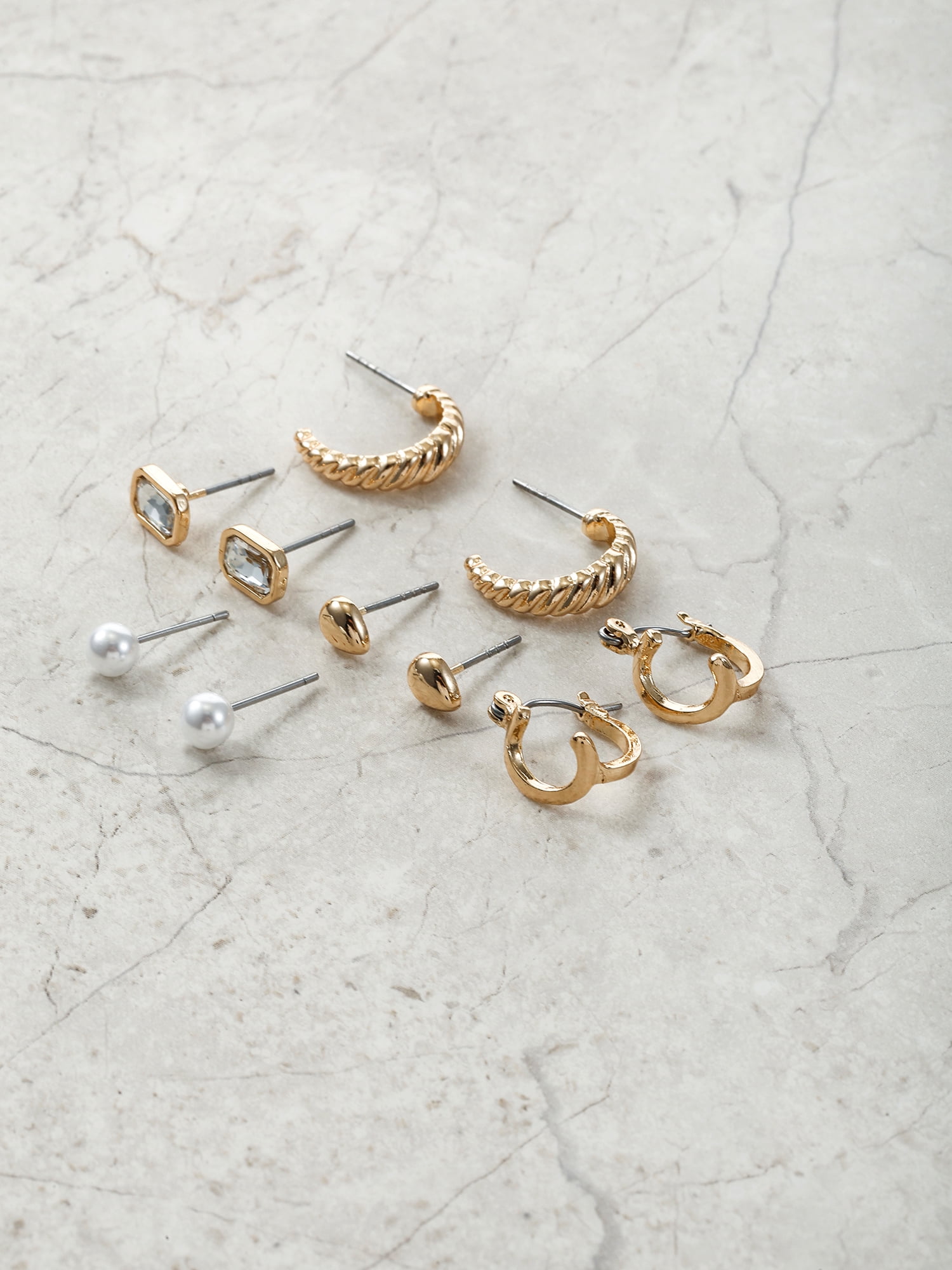 Time and Tru Goldtone Multi Earring Set, 5 Pairs, Initial C
