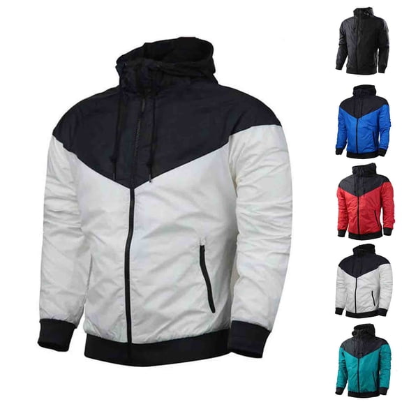 Danhjin Men's Windbreaker Jackets Full Zipper Long Sleeve Running Cycling Workout Outwear Causal Fashion Lightweight Coats