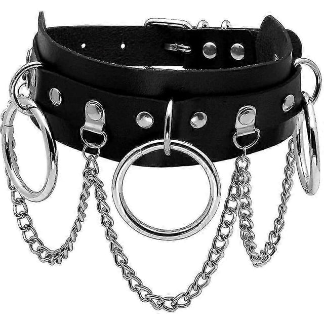 Leather Choker Collar For Women, Black Pu Leather Choker Necklace