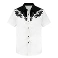 thumbnail image 4 of HOWPAY Button down Shirts for Men Short Sleeve Summer Western Cowboy Print Beach Vacation Tops Casual Regular Fit Oversized Soft Shirts Black XXXL, 4 of 4