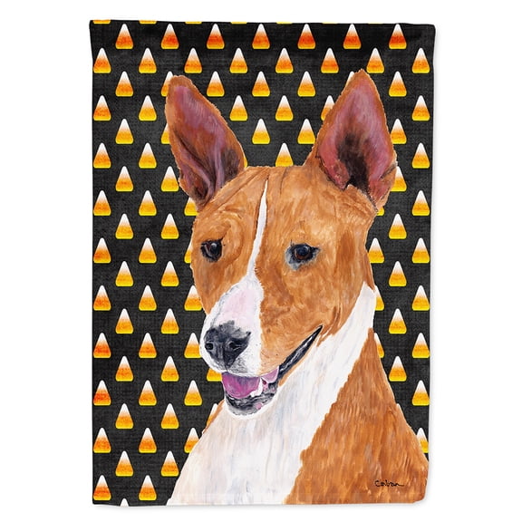 Basenji Candy Corn Halloween Portrait Garden Flag