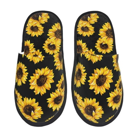 Balery Sunflower 6 Slient Indoor Furry Fleece Comfort House Shoes Soft Non-Slip Home Shoes Cotton slippers House Slippers-- Large