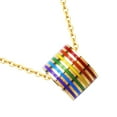 thumbnail image 4 of Collar con colgante de arcoíris de acero inoxidable con el orgullo gay y lésbico LGBT Oro, 4 of 9