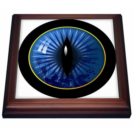 - 3dRose Sapphire colored cats eye with plant form reflections, Trivet with Ceramic Tile, 8 by 8-inch