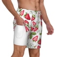 thumbnail image 3 of Picia Strawberry1 pattern Mens Swim Trunks with Compression Liner Stretch Beach Shorts Quick Dry with Zipper Pockets No-Chafing Board Shorts-Large, 3 of 9