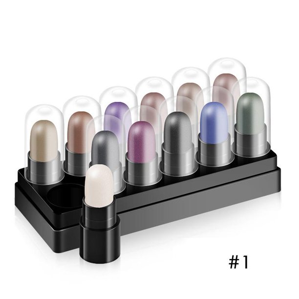 Juego de lápices de sombra de ojos, 12 colores, resistente al agua, de larga duración, brillo, sombra de ojos, resaltador, palo, herramientas de maquillaje qym unisex