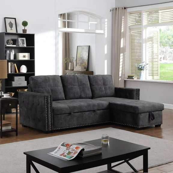 Morden Fort Modern Contemporary Sectional Sofa L-Shape with Storage Reversible Sleeper Couch