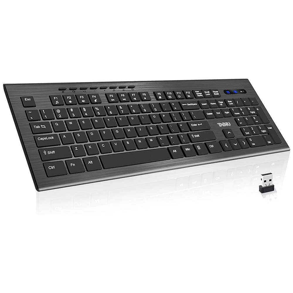 VANELC Wireless Keyboard, 2.4G Ergonomic Wireless Computer Keyboard, Full Size PC Keyboard with