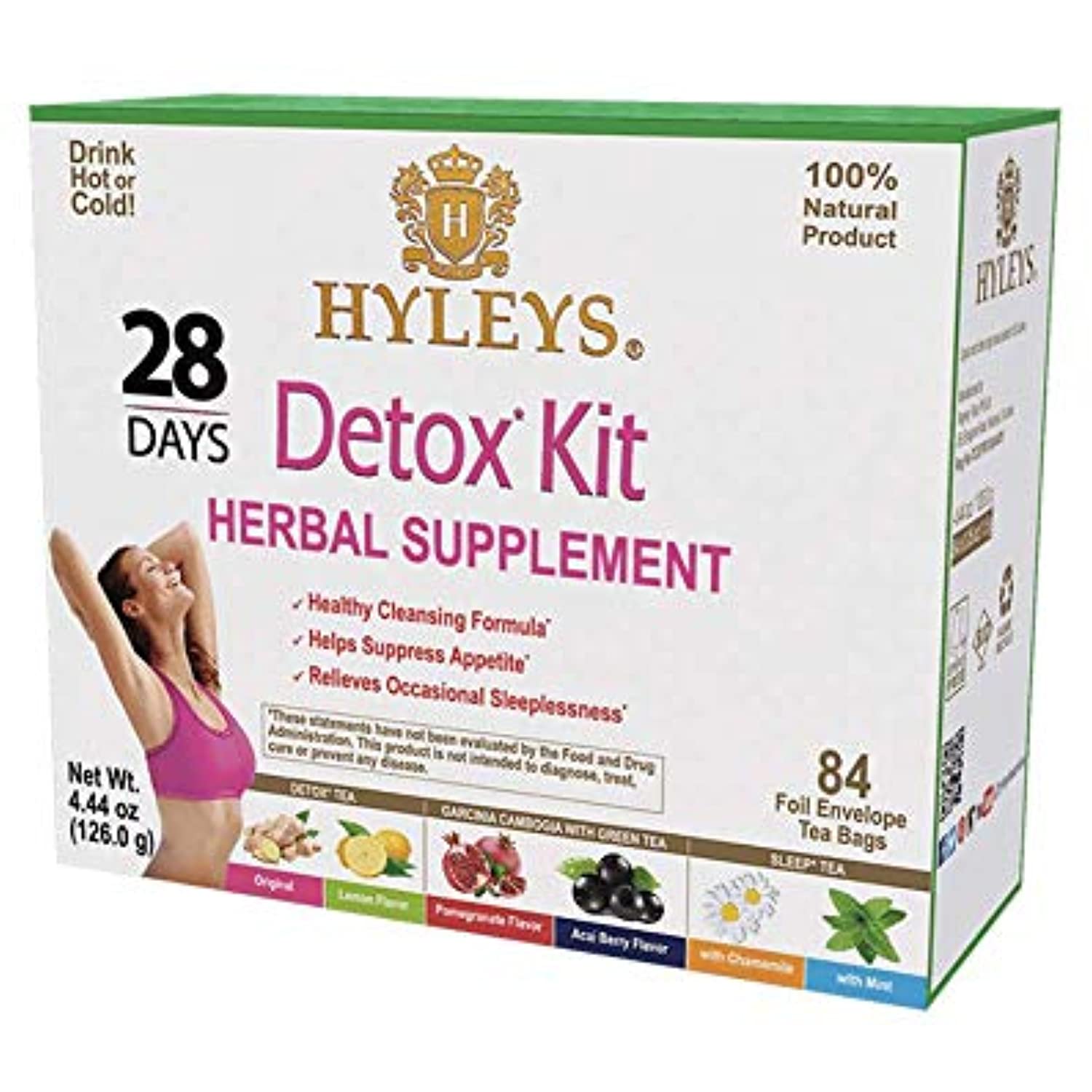 Hyleys Detox Tea For Cleanse And Weight Loss 28 Day Kit 84 Tea Bags