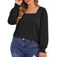 thumbnail image 4 of UVN Blouses for Women Square Neck Long Sleeve Shirts Dressy Casual Tunic Tops, 4 of 11