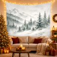 thumbnail image 3 of Snowy Mountain with Evergreen Forest on Misty Slopes Serene Watercolor for Nature Enthusiasts Forest Landscape Art Decor Christmas Gift Tapestry Wall Hanging for Bedroom and Living Room, 3 of 7