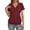 Brick Red, variant on Women's Tops Double-Layered V-Neck Short Sleeve Blouses Solid Color Banded Hem Summer Relaxed Fit Daily Wear Tees