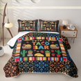 thumbnail image 2 of Manfei Cartoon Cat Kitten Twin Quilt Set, Western Cactus Plant Twin Coverlet Set, Black Orange, 2pcs, 1 Bedspread and 1 Pillowcase, 2 of 7