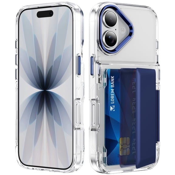 Kryonix For iPhone 17 6.3" Case Wallet With Card Holder (2 Cards) MagSafe Compatible RFID Blocking Foldable Kickstand Heavy Duty Rugged,Blue