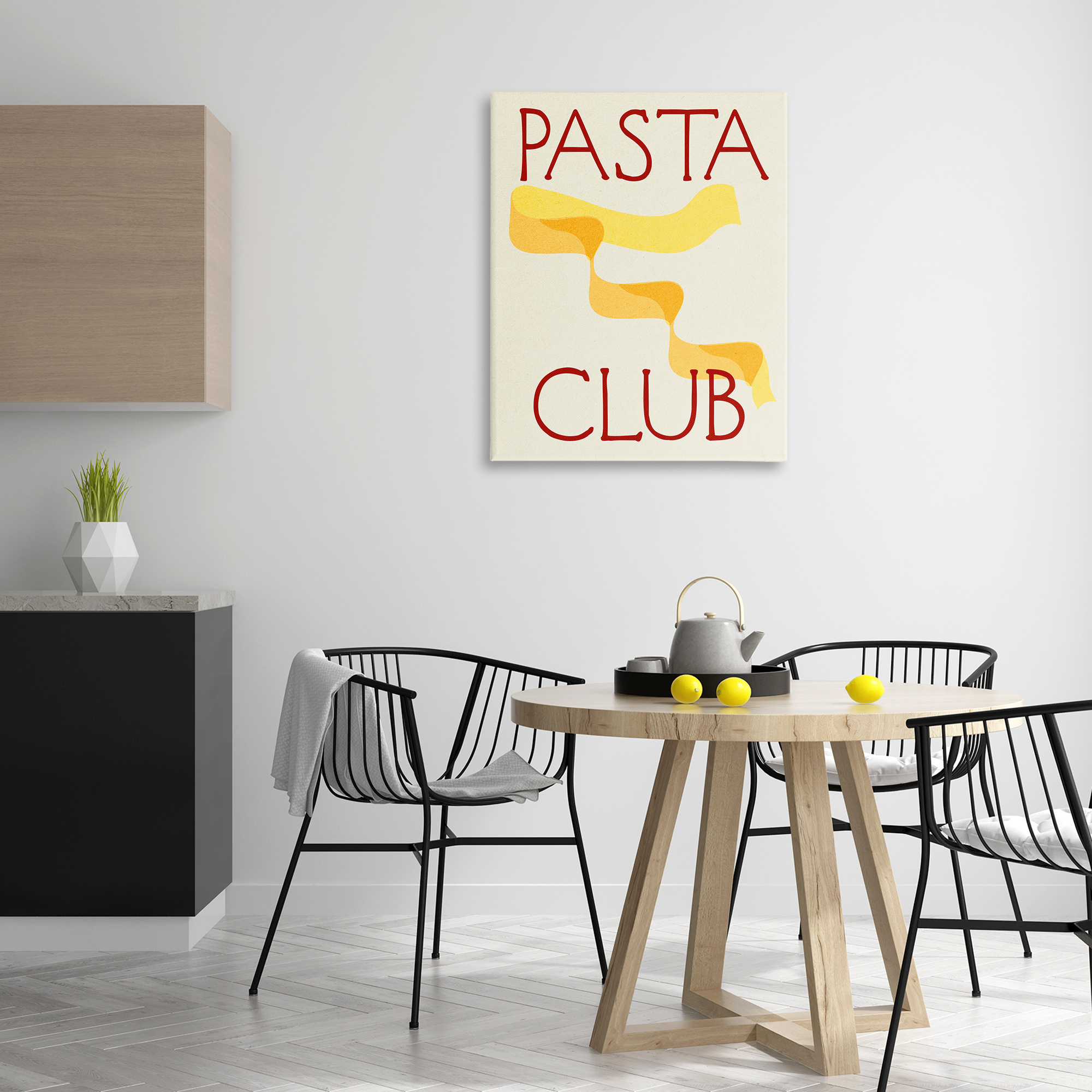 Stupell Industries Pasta Club Phrase Food & Beverage Painting Wrapped Canvas Art Print Wall Art, 30 x 40