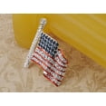 thumbnail image 3 of Silver Tone Crystal Rhinestone 4th of July American USA Flag Patriotic Pin Brooch, Flag, 3 of 5