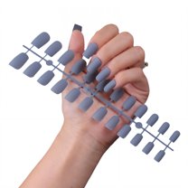 RAGUPEL 24Pcs Glue on Nails for Women,Gray Short Nails,Matte Design Fake Nails,Nails Press on for Daily Life,Style2