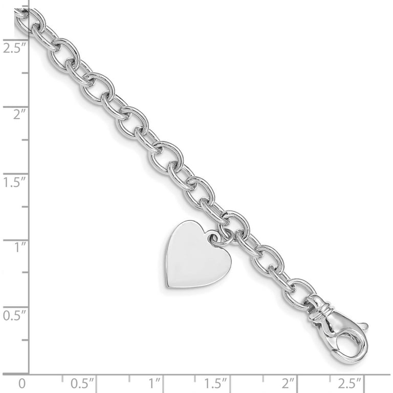 14K White Gold Heart Charm Bracelet | One Size | Bracelets Charm Bracelets