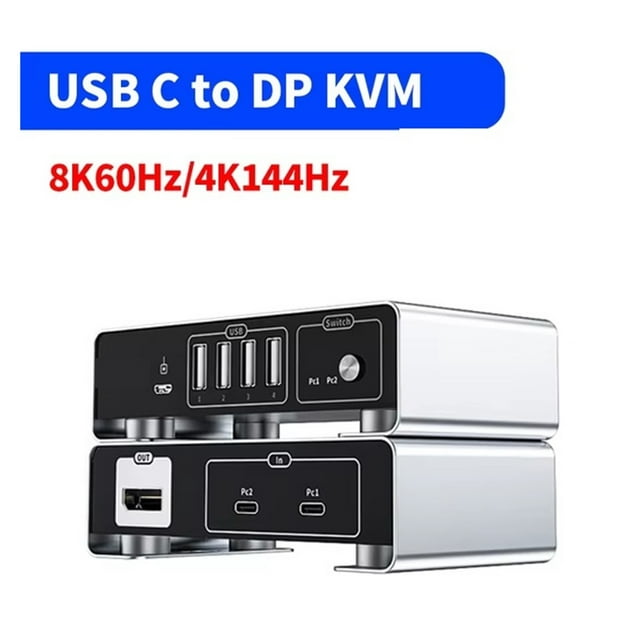 USB C To DP KVM Switch 8K 60Hz 4K 144Hz Type C Thunderbolt KVM Switches With Controller