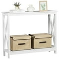 thumbnail image 3 of SuperDeal White Console Table 2-Tier MDF Entryway Table X-Design Storage Display Shelf Indoor, 3 of 10