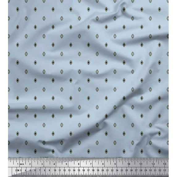 Soimoi Rayon Crepe Fabric Geometric Shirting Print Fabric by The Yard 46 Inch Wide