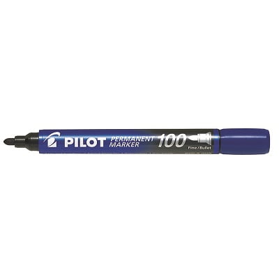 Marqueur Permanent, Pilot 100, Embout, Bleu, 12/pk