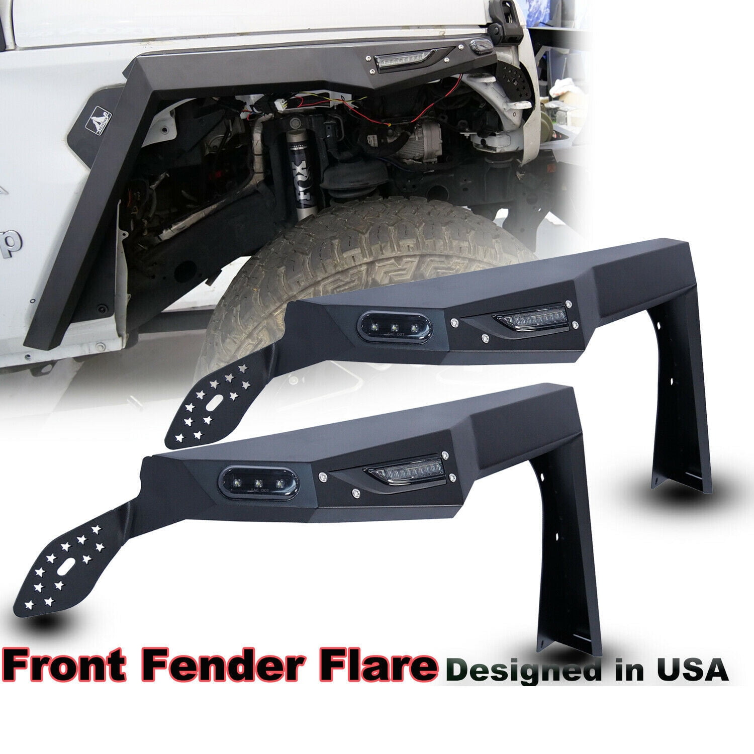WOLFSTORM Fender Flares for 1821 Jeep Wrangler JL JLU Front Offroad