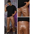 thumbnail image 5 of Unique Bargains Men's Faux Leather Pants Slim Fit Hip Hop Motorcycle Punk Trousers 30 Brown, 5 of 6
