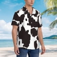 thumbnail image 3 of Balery Cow Skin 2 Camisas hawaianas de manga corta para hombre, camisas playeras de corte holgado, camisas de vacaciones con botones,Small, 3 of 7