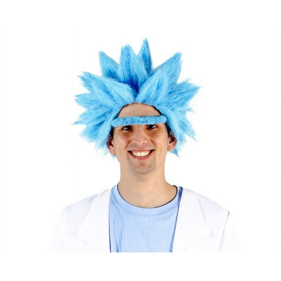 Costume Agent Adult Deluxe Ricky Sanchez Blue Wig and Eyebrow Cosplay Accessory