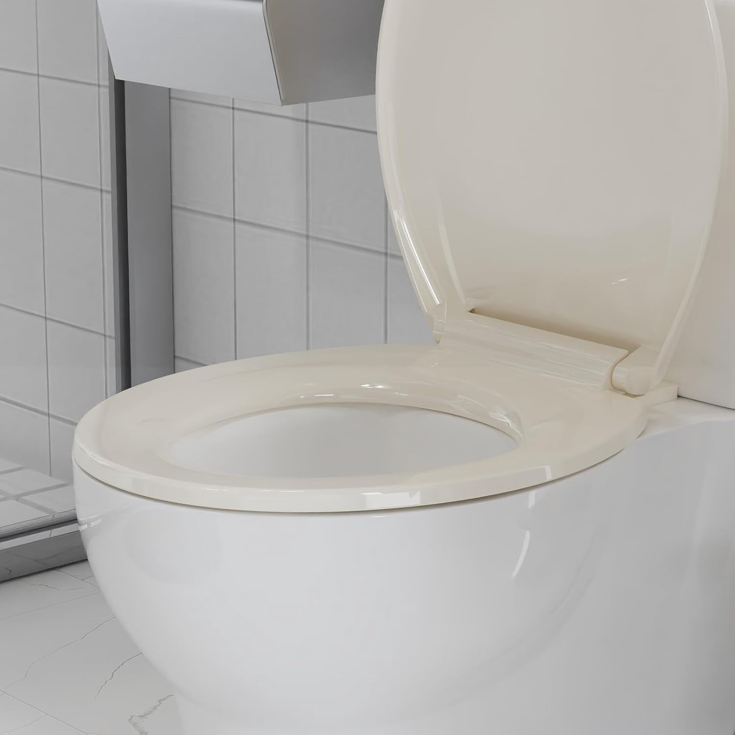 Toilet Seat, Soft Close Toilet Seat Quiet Lid, Quick-Release Hinges and Quick-Attach Hardware, Apartment Essentials, for Easy Clean and Stain-Resistant