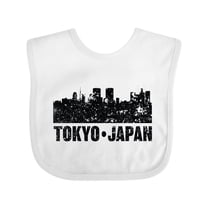 Inktastic Tokyo Japan City Skyline with Grunge Boys or Girls Baby Bib