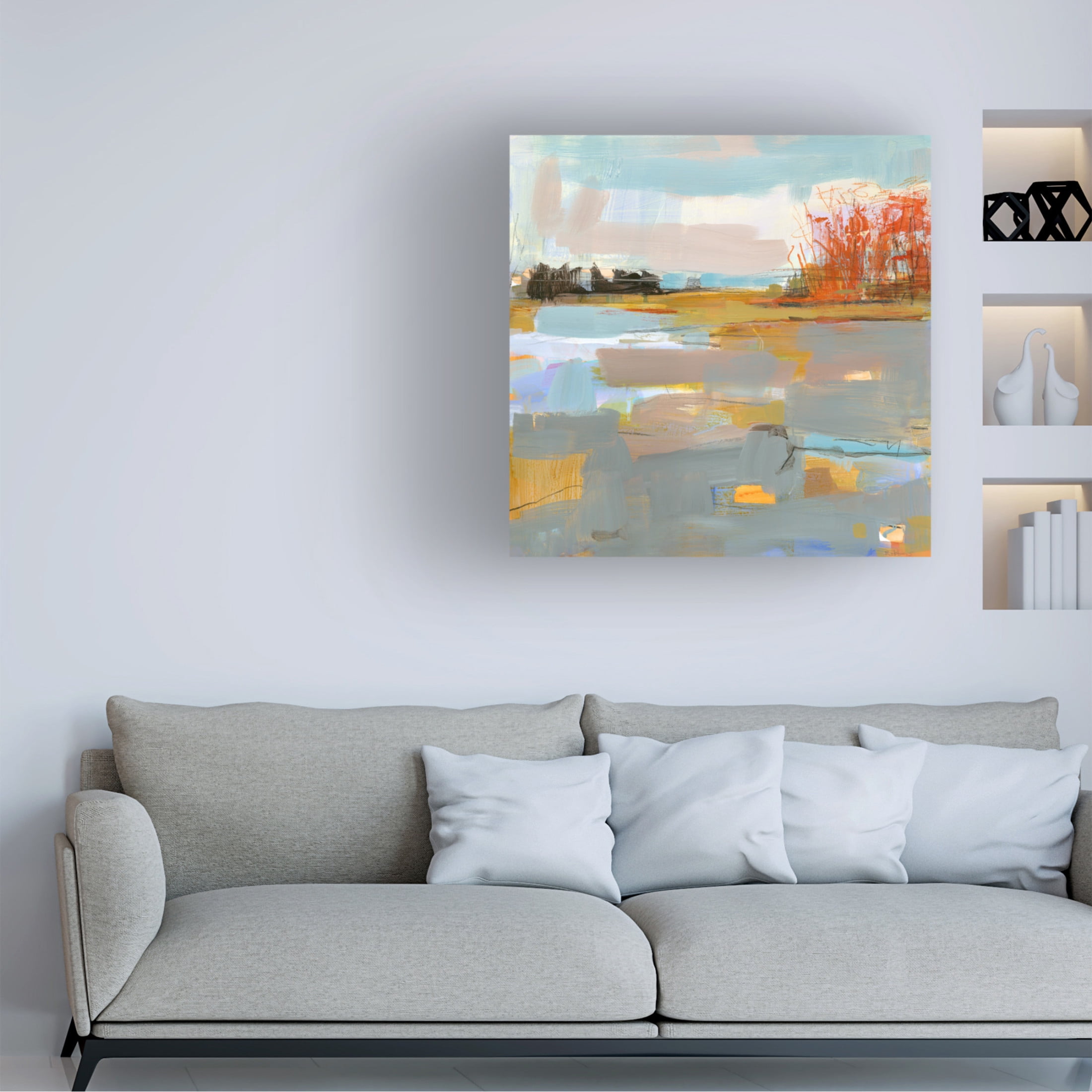 Canvas Wall Art - Kathleen Robbins 'Rowley Marsh 2' Wall Art for Living Room, Bedroom, or Office Décor by Trademark Fine Art - 14 x 14 Inches