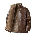 thumbnail image 6 of Ceisia Men's Fashion Hooded Fake Two-Piece Leather Jacket Casual Solid Color Long Gift Sleeved Outerwear, 6 of 9
