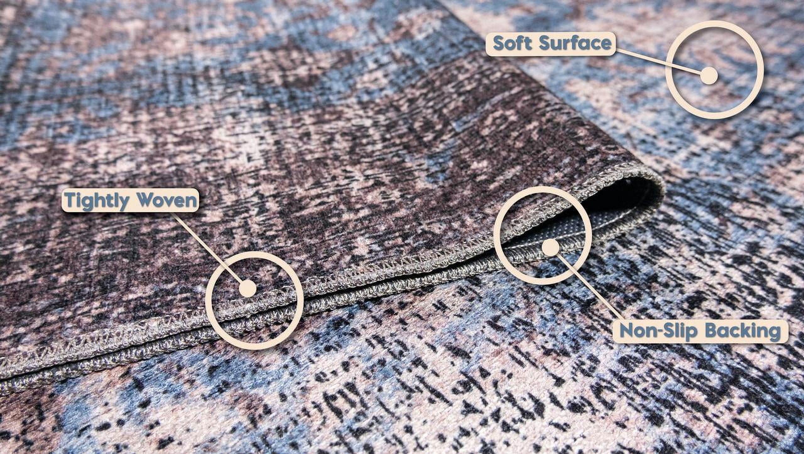 L'Baiet Amelie Abstract Washable Area Rug Blue 5' x 7' Medium Rugs Carpet for Living Room, Bedroom, Kitchen, Entryway, Nursery, Playroom, Office | Boho Aesthetic Modern Colorful Home Decor